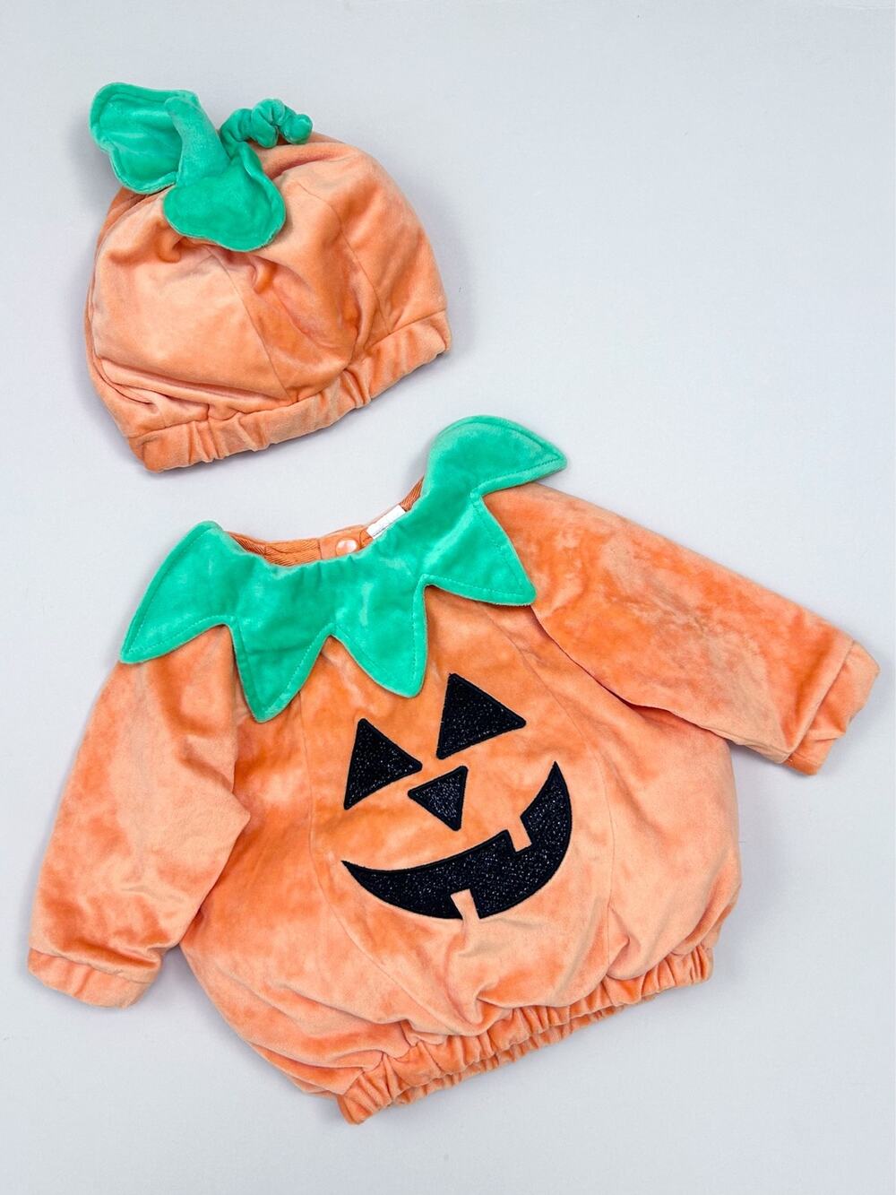 Target Pumpkin Boy Girl Unisex Cute Soft Fleece Baby Halloween Costume 0-6 Month
